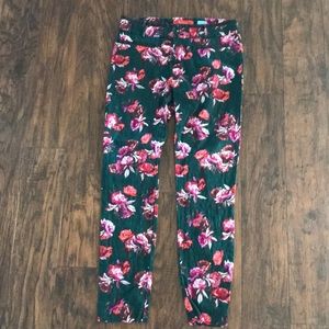 Anthropologie Charlie Ankle Pants Green Floral 6T